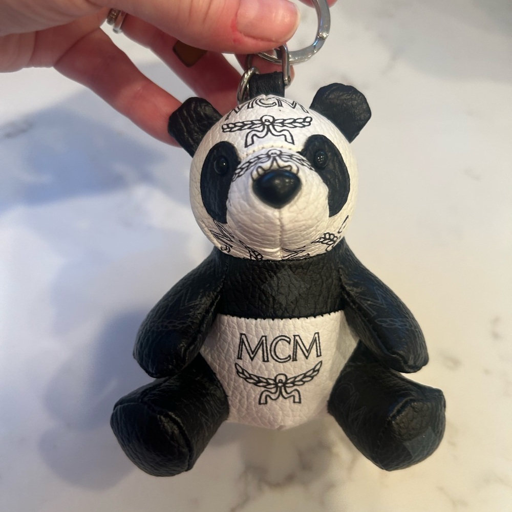 MCM Monogram Panda Keychain in Black and White - Picture 2 of 7